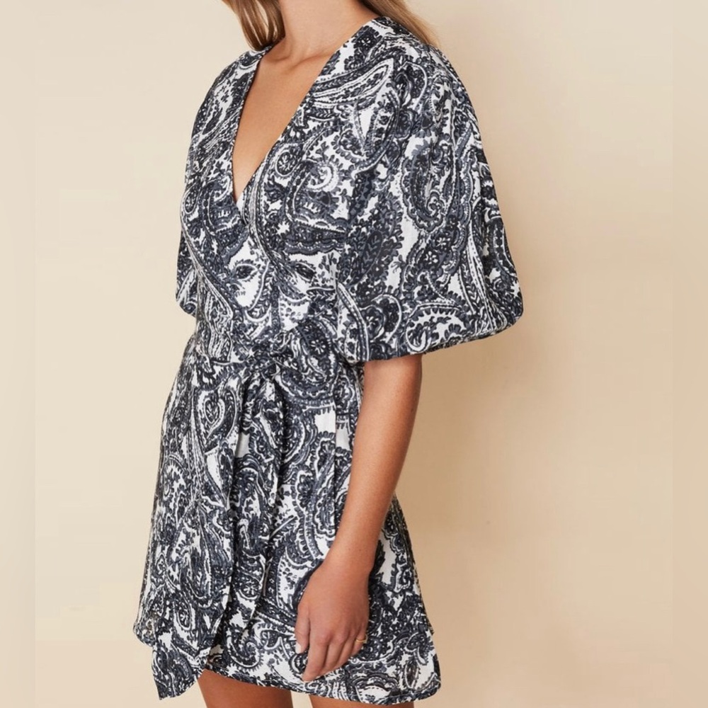 Faithfull the Brand Godiva Wrap Mini Dress Size Medium - Like New!